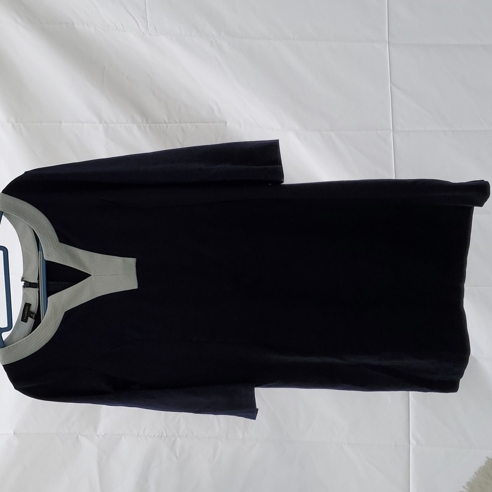 TALBOTS WOMENS SIZE 12 SHEATH DRESS . NAVY / WHITE
